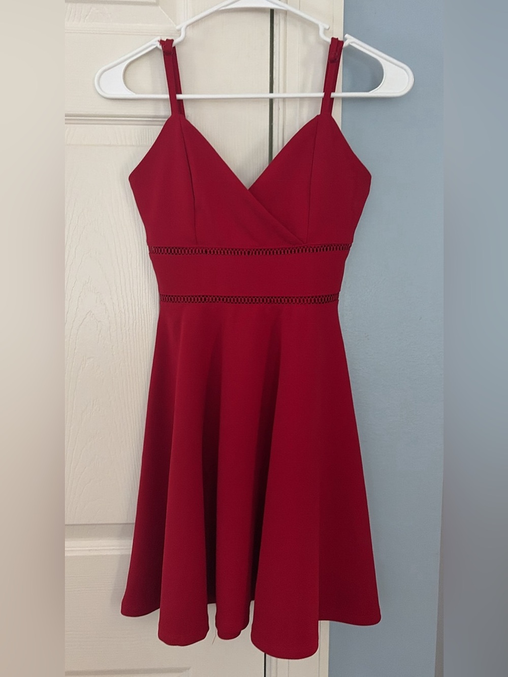 Red V-Neck Spaghetti Strap Dress